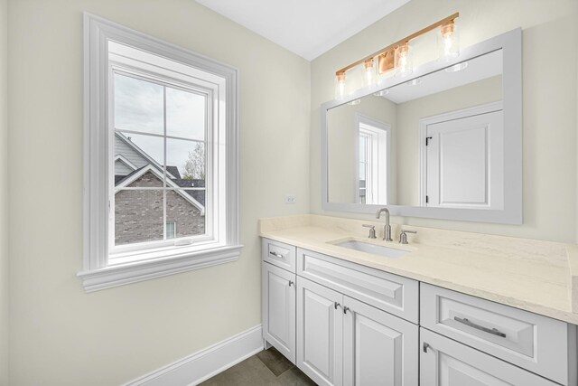 1212 Georgias Way, New Lenox, IL 60451 - full bathroom with vanity, toilet, baseboards, and a stall shower