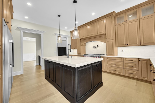 1212 Georgias Way, New Lenox, IL 60451 - kitchen featuring high end appliances, a sink, light wood-style flooring, baseboards, and recessed lighting