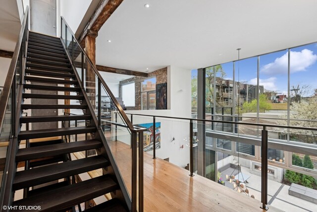 1804 N Leavitt St, Chicago, IL 60647 - staircase featuring expansive windows