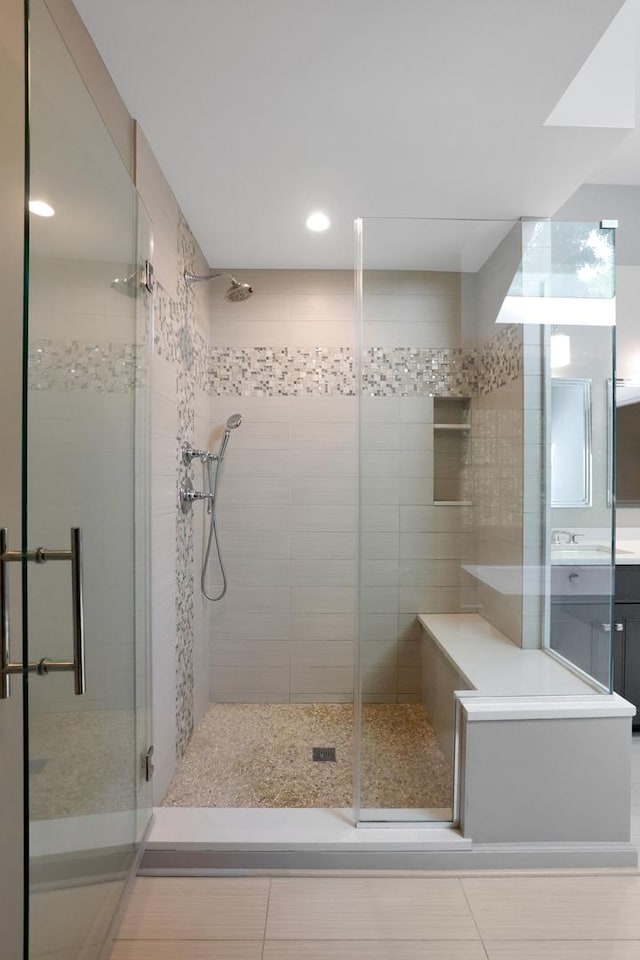 28W624 Berkshire Rd, West Chicago, IL 60185 - full bathroom featuring a stall shower, vanity, and recessed lighting