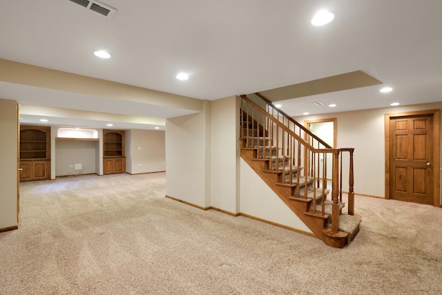 28W624 Berkshire Rd, West Chicago, IL 60185 - finished basement with carpet, baseboards, recessed lighting, and stairs