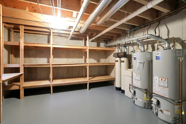 28W624 Berkshire Rd, West Chicago, IL 60185 - unfinished basement featuring water heater and a water softener system