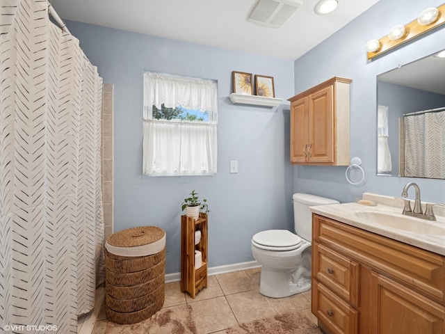 1345 Winaki Trl, Algonquin, IL 60102 - full bath featuring vanity, toilet, tile patterned flooring, and curtained shower