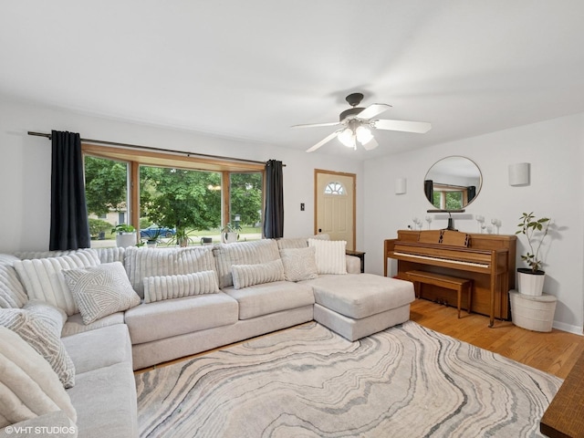 1345 Winaki Trl, Algonquin, IL 60102 - living area featuring a ceiling fan and wood finished floors