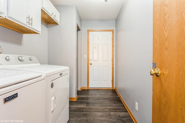165 Mclaren Dr N, Sycamore, IL 60178 - clothes washing area with cabinet space, separate washer and dryer, and dark wood finished floors
