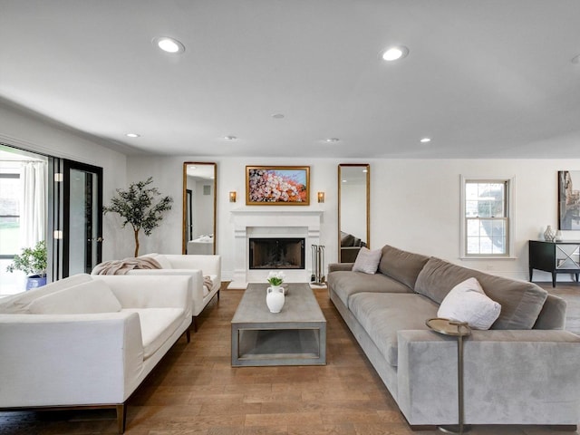 8 Wyndham Ct, Oak Brook, IL 60523 - living area featuring recessed lighting, a fireplace, and wood finished floors