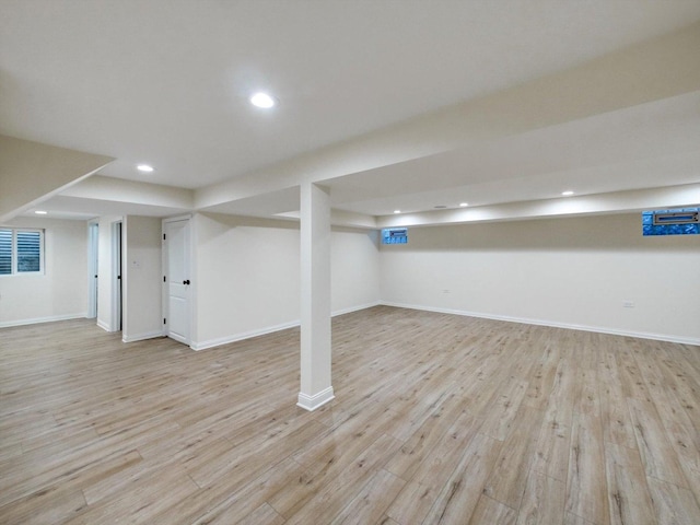 8 Wyndham Ct, Oak Brook, IL 60523 - finished basement with light wood finished floors, recessed lighting, and baseboards
