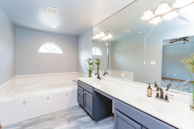 18034 Donatus Dr, Lansing, IL 60438 - full bath featuring a sink, double vanity, a garden tub, and visible vents