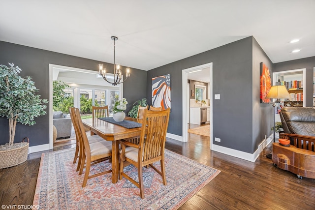 1232 Blackthorn Ln, Deerfield, IL 60015 - dining area with baseboards, a chandelier, wood finished floors, and recessed lighting
