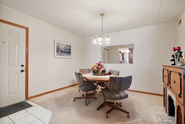 13935 Le Claire Ave Unit 306, Crestwood, IL 60418 - dining space with a chandelier, light carpet, and baseboards