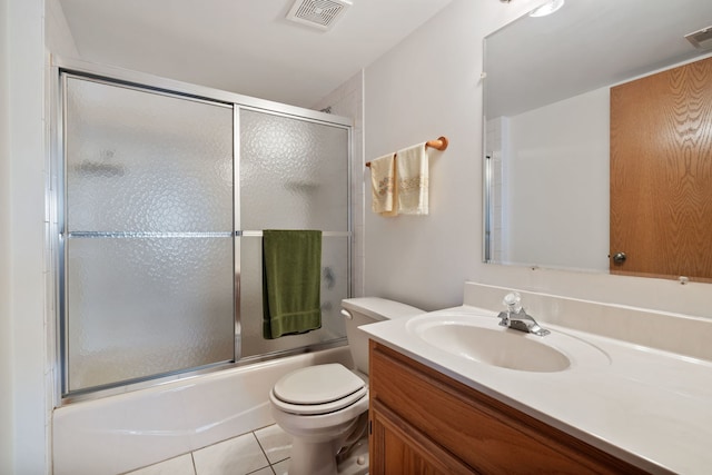 13935 Le Claire Ave Unit 306, Crestwood, IL 60418 - full bath featuring toilet, combined bath / shower with glass door, vanity, and tile patterned flooring