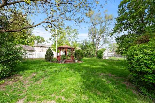 view of yard with a gazebo