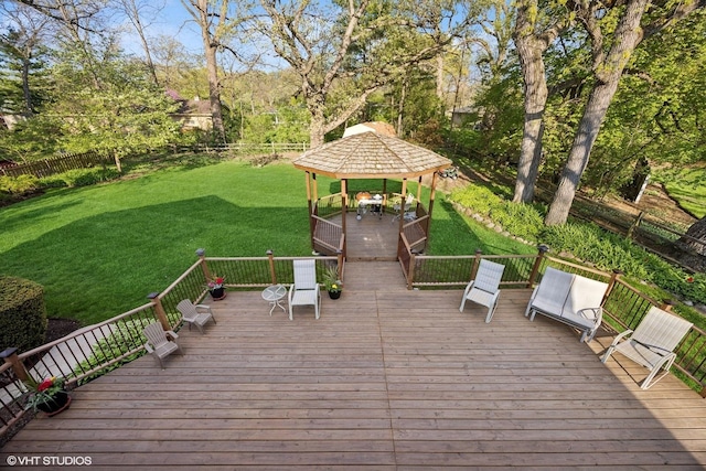 wooden terrace with a gazebo