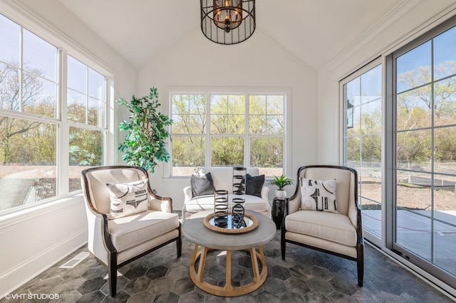 sunroom with plenty of natural light and visible vents