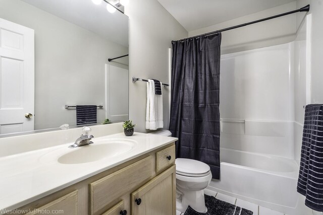 434 Locksley Dr, Streamwood, IL 60107 - bathroom with tile patterned flooring, toilet, shower / bath combination with curtain, and vanity