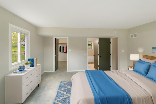 3618 Ronald Rd, Crete, IL 60417 - bedroom with light carpet, baseboards, a spacious closet, and radiator heating unit