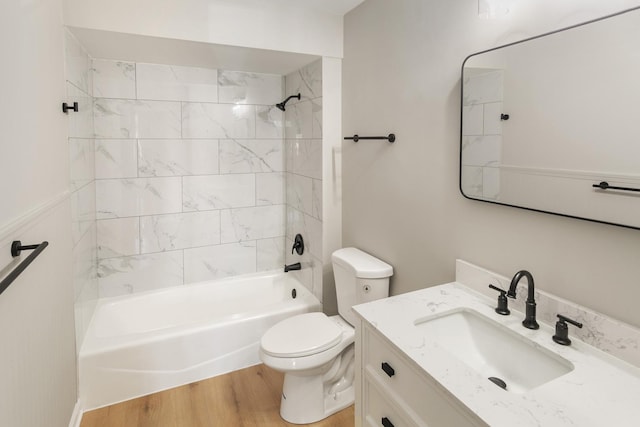 3618 Ronald Rd, Crete, IL 60417 - full bath with toilet, shower / tub combination, vanity, and wood finished floors