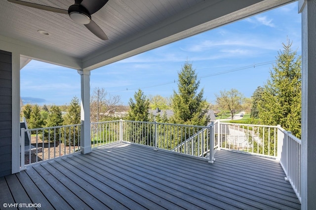 deck featuring ceiling fan