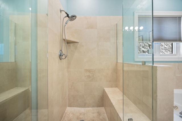 bathroom featuring a shower stall