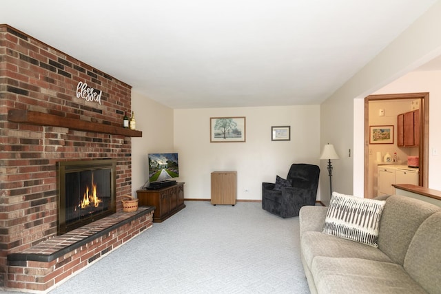 1494 Applegate Dr, Naperville, IL 60565 - carpeted living area with a brick fireplace and baseboards