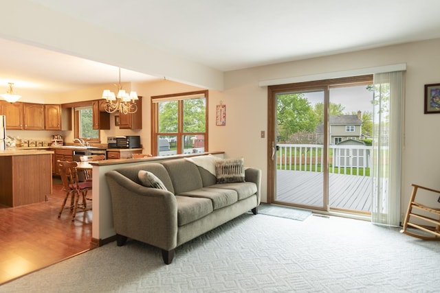 1494 Applegate Dr, Naperville, IL 60565 - living room featuring a chandelier and carpet floors
