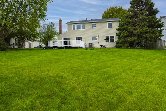 1494 Applegate Dr, Naperville, IL 60565 - back of property with a deck, a chimney, and central air condition unit