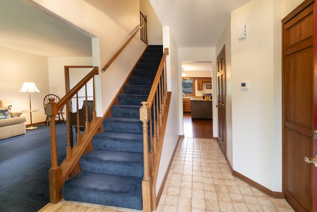 1494 Applegate Dr, Naperville, IL 60565 - stairway with baseboards and tile patterned floors