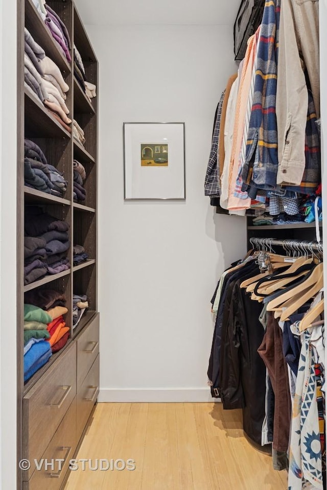 spacious closet with wood finished floors