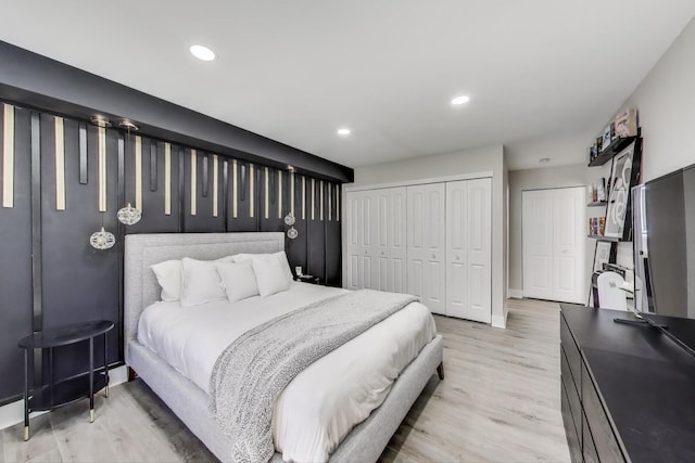 110 S Dunton Ave Unit 2C, Arlington Heights, IL 60005 - bedroom featuring light wood finished floors, recessed lighting, and a closet