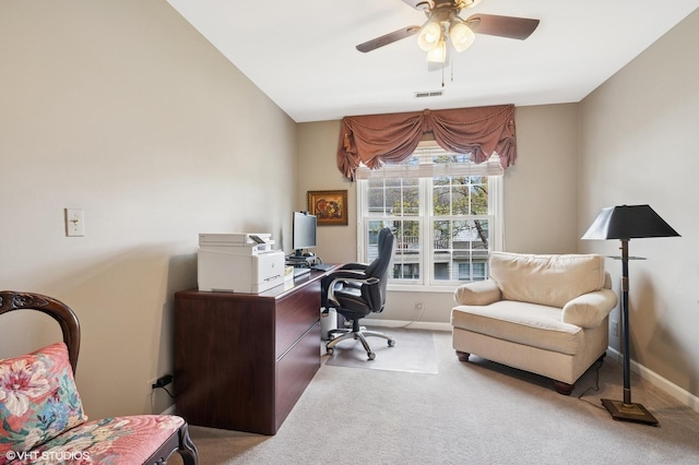 145 Princeton Ln, Glenview, IL 60026 - carpeted office space featuring ceiling fan and baseboards