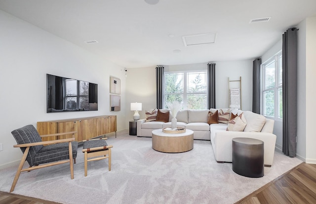109 N Van Nortwick Ave, Batavia, IL 60510 - living room featuring wood finished floors, baseboards, and attic access