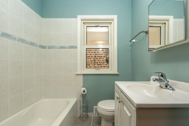 8007 S Houston Ave, Chicago, IL 60617 - bathroom with a tub to relax in, toilet, tile patterned floors, vanity, and a shower