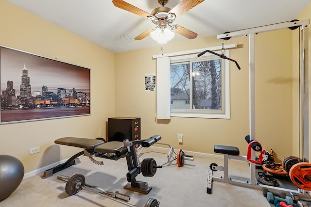 3304 193rd St, Lansing, IL 60438 - workout area with carpet flooring, ceiling fan, and baseboards