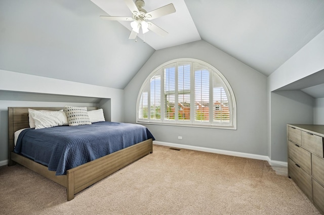 2056 Valor Ct, Glenview, IL 60026 - bedroom with light colored carpet, lofted ceiling, baseboards, and ceiling fan