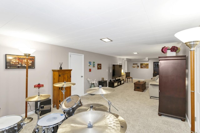 dining area with carpet