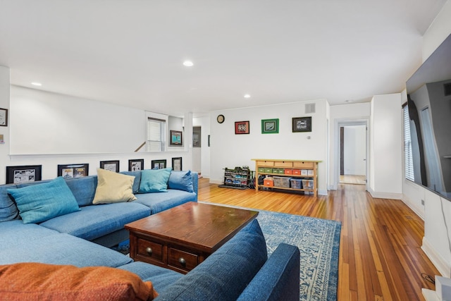 1348 W Wellington Ave Unit 3, Chicago, IL 60657 - living area featuring hardwood / wood-style flooring, recessed lighting, and baseboards