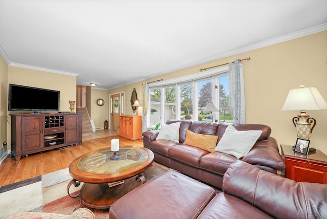7513 Rohrer Dr, Downers Grove, IL 60516 - living area featuring ornamental molding, baseboards, and light wood-type flooring