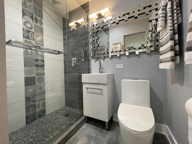 443 Indianwood Dr, Carol Stream, IL 60188 - full bath featuring a stall shower, baseboards, vanity, and toilet
