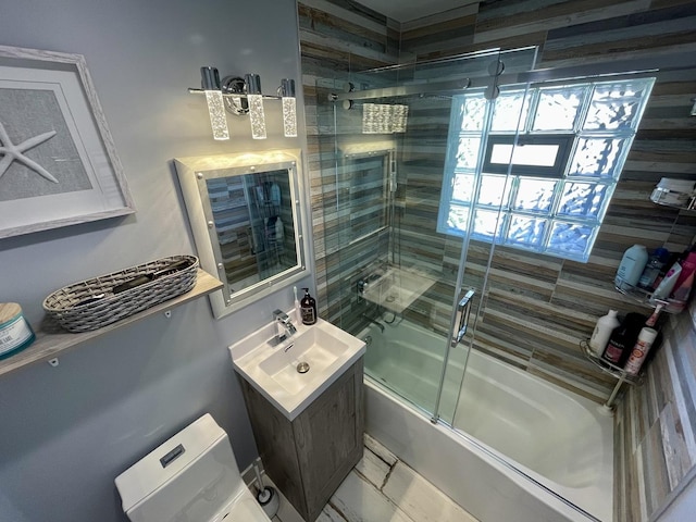 443 Indianwood Dr, Carol Stream, IL 60188 - bathroom with enclosed tub / shower combo, vanity, and toilet