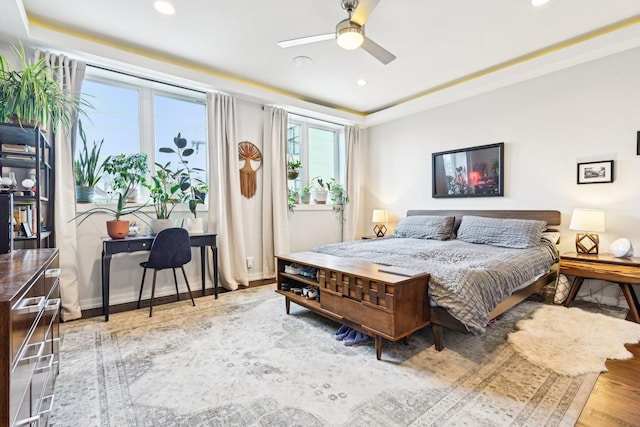 3940 N Ashland Ave Unit 2N, Chicago, IL 60613 - bedroom featuring wood finished floors, recessed lighting, and a ceiling fan