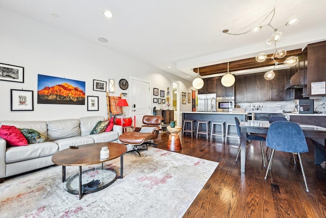 3940 N Ashland Ave Unit 2N, Chicago, IL 60613 - living room with dark wood-type flooring and recessed lighting