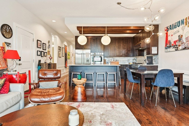 3940 N Ashland Ave Unit 2N, Chicago, IL 60613 - dining space featuring dark wood finished floors and recessed lighting