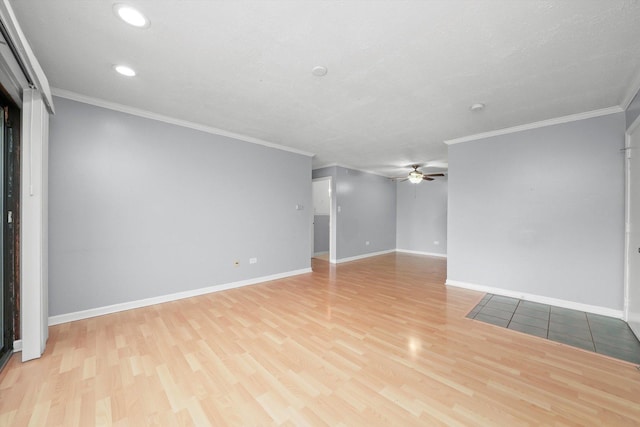 9960 Franchesca Ct Unit 3A, Orland Park, IL 60462 - unfurnished room with light wood-style flooring, baseboards, ceiling fan, and recessed lighting