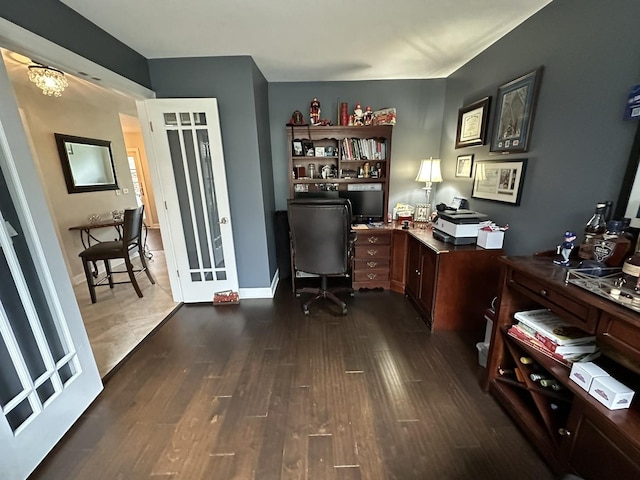 14609 Morningside Rd, Orland Park, IL 60462 - office featuring dark wood-style flooring and baseboards