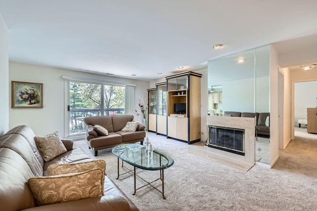 living area with carpet