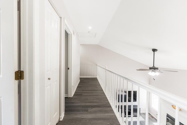 931 Old Oak Cir, Algonquin, IL 60102 - hall with lofted ceiling, dark wood-style floors, and baseboards