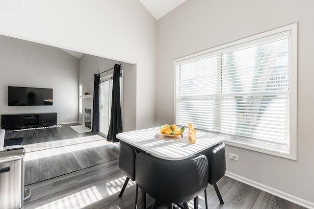 931 Old Oak Cir, Algonquin, IL 60102 - dining room featuring vaulted ceiling, wood finished floors, and baseboards