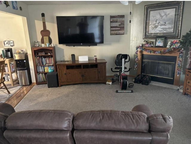 living room featuring baseboards