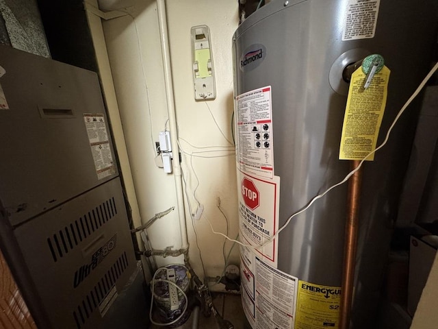 5712 Crestwood Rd, Matteson, IL 60443 - utility room with gas water heater and heating unit