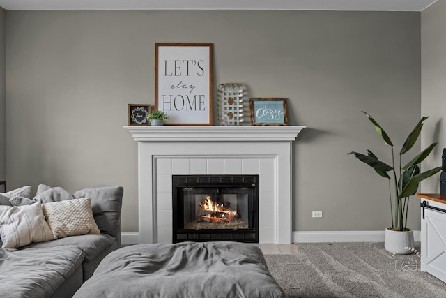 2027 Heatherstone Ct, Plainfield, IL 60586 - bedroom featuring a tile fireplace, baseboards, and carpet